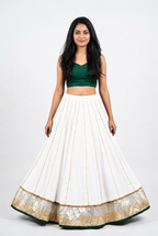 Banjara India Black Premium Rayon Kali Skirt/Chaniya – Skirt-Sona Chandi- White