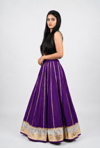 Banjara India Black Premium Rayon Kali Skirt/Chaniya – Skirt-Sona Chandi- Purple