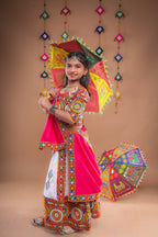 Banjara India Festive Wear Kutchwork Embroidered Girls Lehenga Choli Set with Dupatta (CC-SCKK) - White