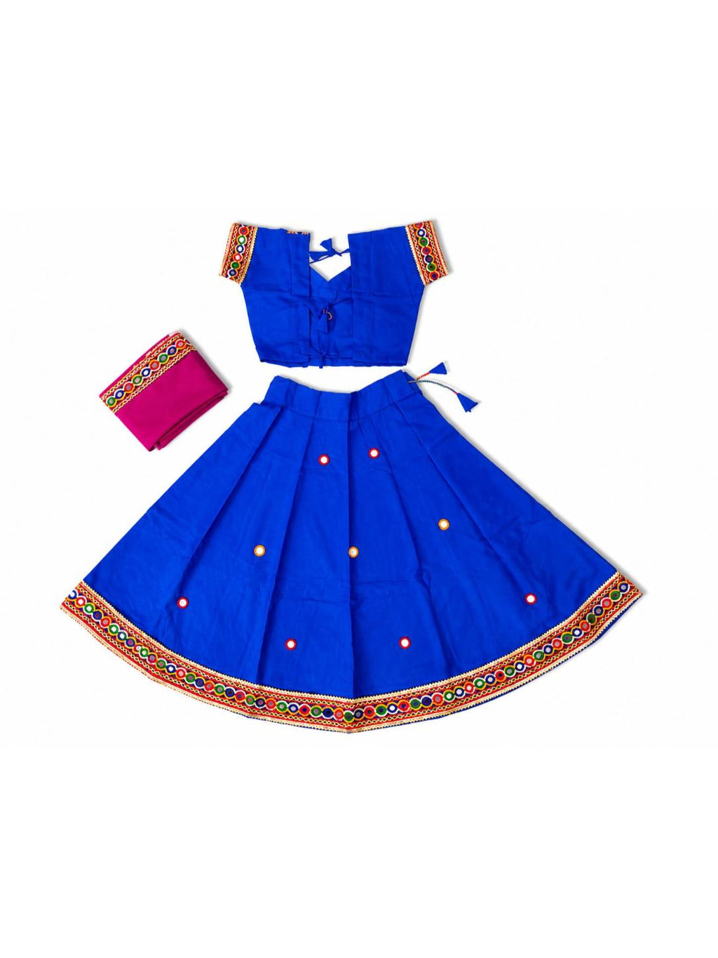 Banjara India Kutchi Embroidered Girls Chaniya Choli with Dupatta (CC-ButtaWork) -Blue