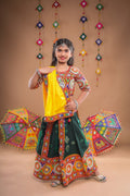 Banjara India Festive Wear Kutchwork Embroidered Girls Lehenga Choli Set with Dupatta (CC-SCKK) - Green