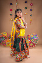 Banjara India Festive Wear Kutchwork Embroidered Girls Lehenga Choli Set with Dupatta (CC-SCKK) - Green