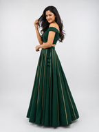 Banjara India Black Roman Silk Kali Skirt/Chaniya – Skirt-GoldenKali-Bottle Green