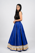 Banjara India Black Premium Rayon Kali Skirt/Chaniya – Skirt-Sona Chandi- Royal Blue
