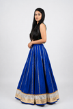 Banjara India Black Roman Silk Kali Skirt/Chaniya – Skirt-Sona Chandi- Royal Blue