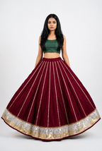 Banjara India Black Premium Rayon Kali Skirt/Chaniya – Skirt-Sona Chandi- Maroon
