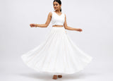 Banjara India Black Roman Silk Kali Skirt/Chaniya – Skirt-GoldenKali- White