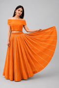 Banjara India Black Roman Silk Kali Skirt/Chaniya – Skirt-GoldenKali-Orange