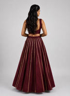 Banjara India Black Roman Silk Kali Skirt/Chaniya – Skirt-GoldenKali-Maroon