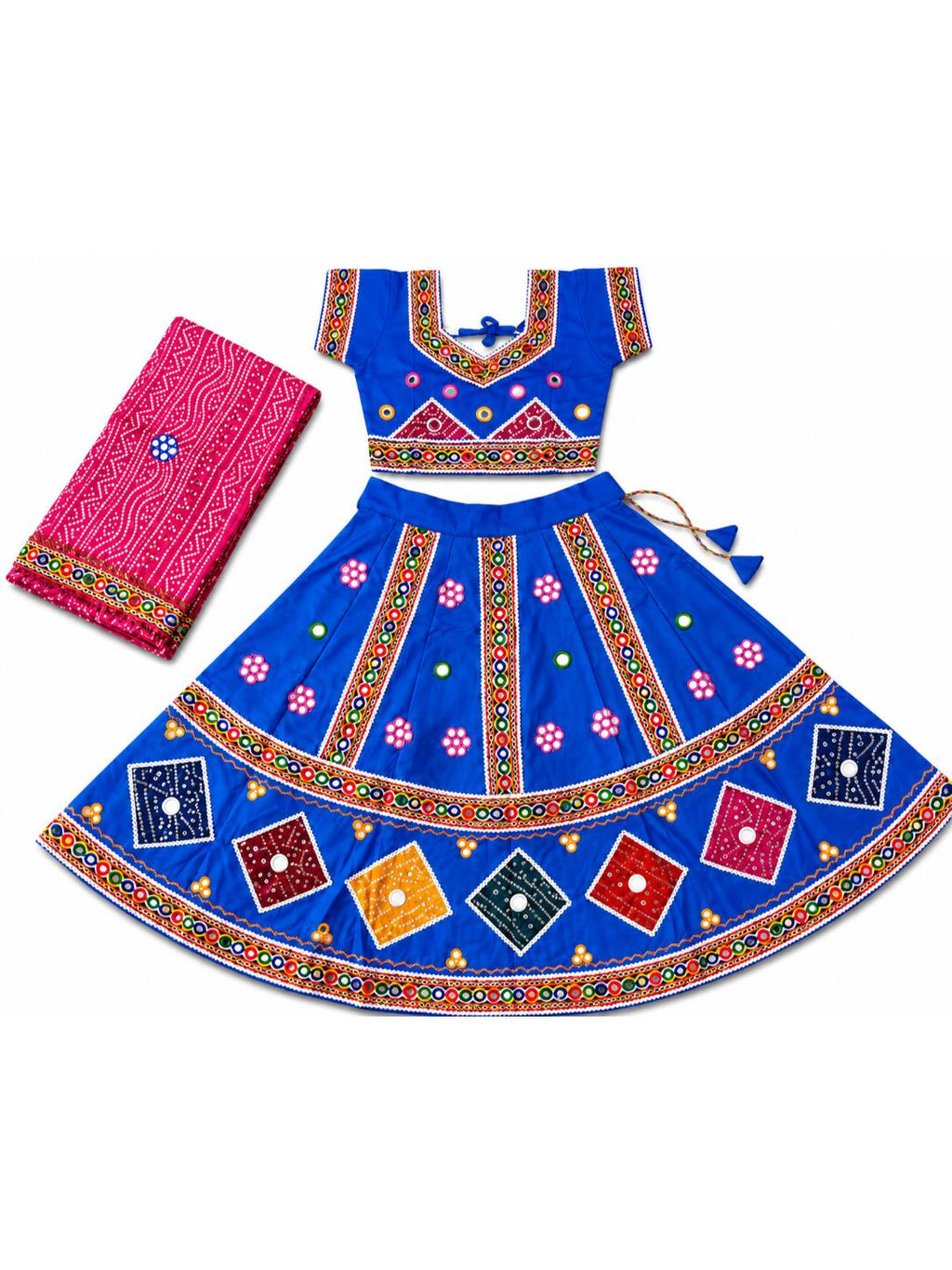 Banjara India Kutchi Embroidered Girls Chaniya Choli with Dupatta (CC-CHN) - Blue