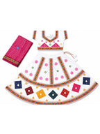 Banjara India Kutchi Embroidered Girls Chaniya Choli with Dupatta (CC-CHN) - White