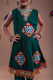 Banjara India Kutchi Embroidered Girls Dhoti Set (DHT-111) - Green