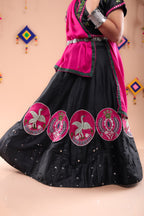 Banjara India Kutchi Embroidered Girls Chaniya Choli with Dupatta (CC-Bird)-Black