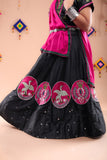 Banjara India Kutchi Embroidered Girls Chaniya Choli with Dupatta (CC-Bird)-Black