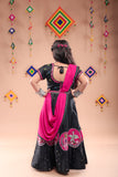 Banjara India Kutchi Embroidered Girls Chaniya Choli with Dupatta (CC-Bird)-Black