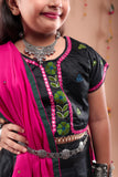 Banjara India Kutchi Embroidered Girls Chaniya Choli with Dupatta (CC-Bird)-Black