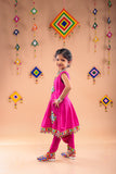 Banjara India Kutchi Embroidered Girls Dhoti Set (DHT-111) - Pink