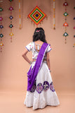 Banjara India Kutchi Embroidered Girls Chaniya Choli with Dupatta (CC-Bird)-White
