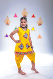 Banjara India Kutchi Embroidered Girls Dhoti Set (DHT-111) - Yellow