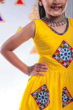 Banjara India Kutchi Embroidered Girls Dhoti Set (DHT-111) - Yellow
