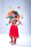 Banjara India Kutchi Emboidered White Girls Dhoti Set (DHT-222) -Red
