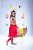 Banjara India Kutchi Emboidered White Girls Dhoti Set (DHT-222) -Red