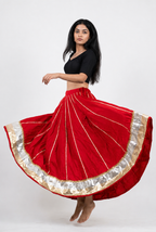 Banjara India Black Premium Rayon Kali Skirt/Chaniya – Skirt-Sona Chandi- Red