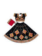 Banjara India Kutchi Embroidered Girls Chaniya Choli with Dupatta (CC-ButtaWork) - Black