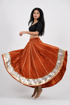 Banjara India Black Premium Rayon Kali Skirt/Chaniya – Skirt-Sona Chandi- Rust