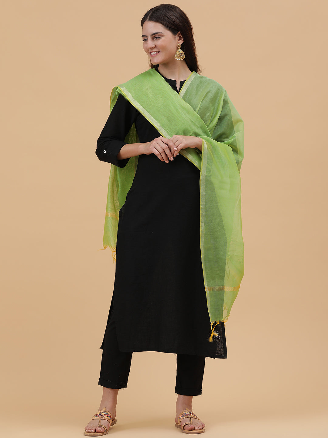 Banarasi Silk Dupatta- P. Green (BNRS-P. Green)