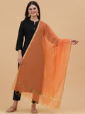 Banarasi Silk Dupatta- Beige (BNRS-Orange)