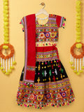 Banjara India Kutchi Emboidered Black Girls Lehenga Choli with Dupatta (CC-BTTA) - Black
