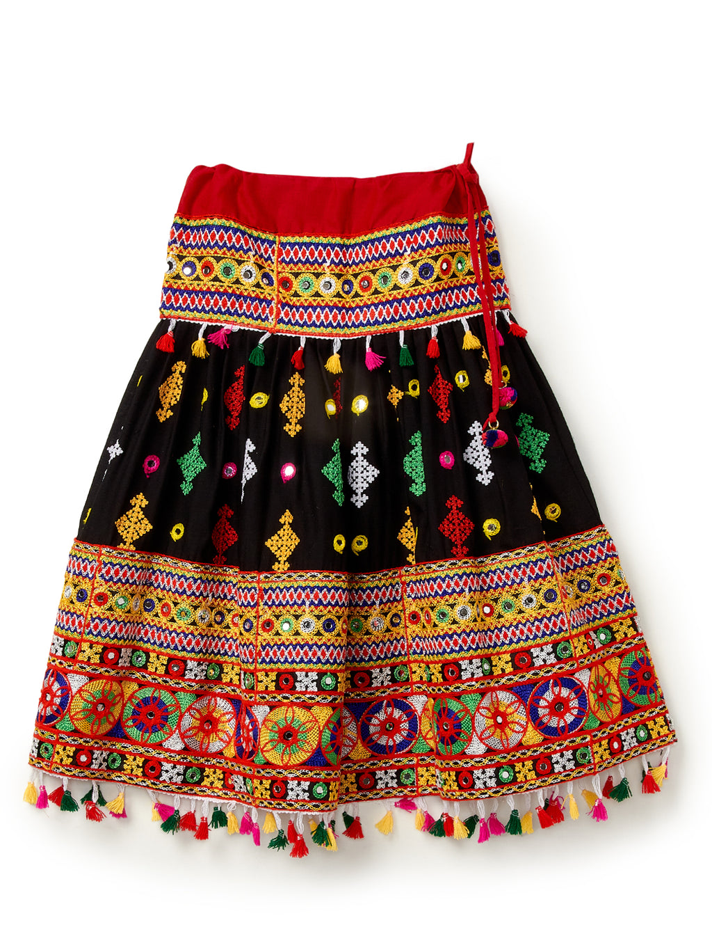 Banjara India Kutchi Emboidered Black Girls Lehenga Choli with Dupatta (CC-BTTA) - Black