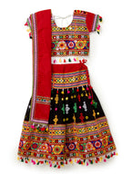 Banjara India Kutchi Emboidered Black Girls Lehenga Choli with Dupatta (CC-BTTA) - Black