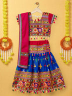 Banjara India Kutchi Emboidered Blue Girls Lehenga Choli with Dupatta (CC-BTTA) - Blue