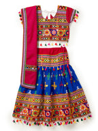 Banjara India Kutchi Emboidered Blue Girls Lehenga Choli with Dupatta (CC-BTTA) - Blue