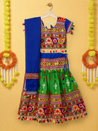 Banjara India Kutchi Emboidered Green Girls Lehenga Choli with Dupatta (CC-BTTA) - Green