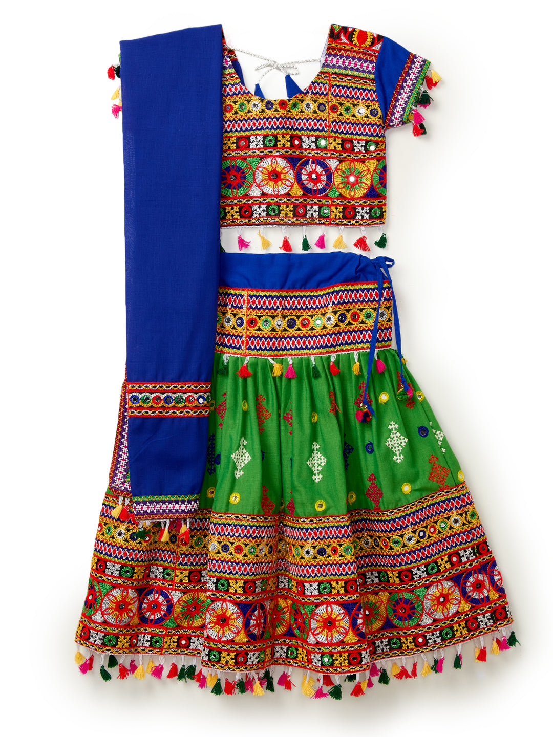 Banjara India Kutchi Emboidered Green Girls Lehenga Choli with Dupatta (CC-BTTA) - Green