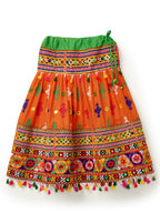 Banjara India Kutchi Emboidered Orange Girls Lehenga Choli with Dupatta (CC-BTTA) - Orange