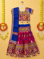 Banjara India Kutchi Emboidered Pink Girls Lehenga Choli with Dupatta (CC-BTTA) - Pink