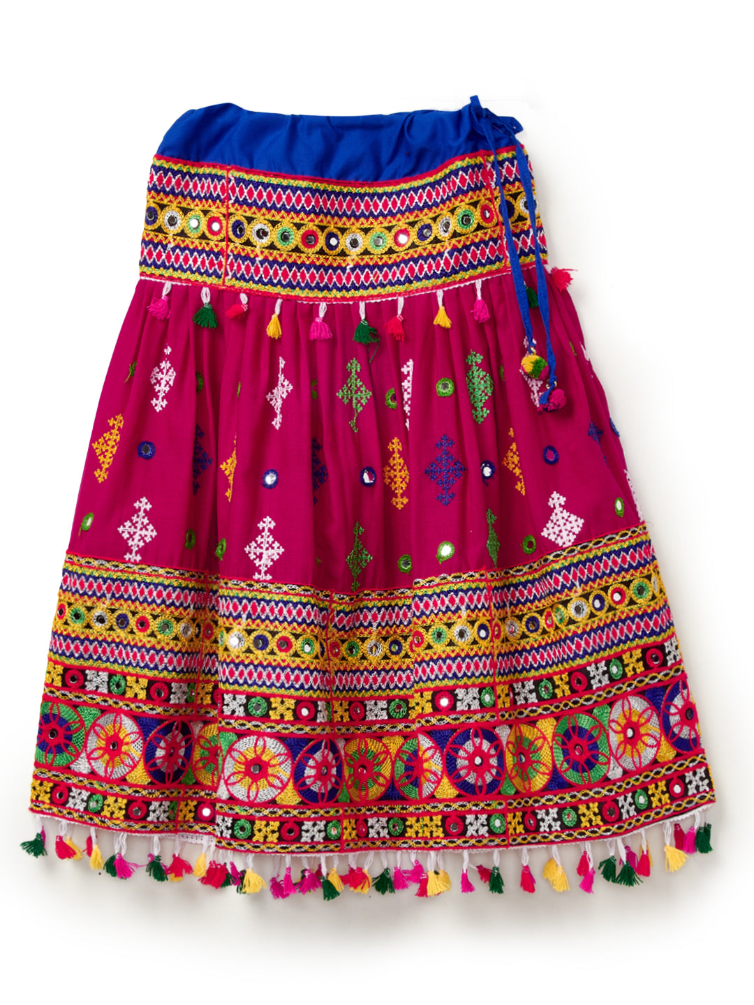 Banjara India Kutchi Emboidered Pink Girls Lehenga Choli with Dupatta (CC-BTTA) - Pink