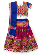 Banjara India Kutchi Emboidered Pink Girls Lehenga Choli with Dupatta (CC-BTTA) - Pink