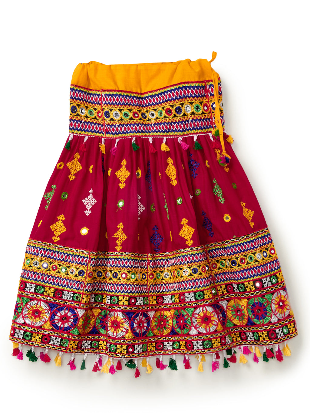 Banjara India Kutchi Emboidered Black Girls Lehenga Choli with Dupatta (CC-BTTA) - Red