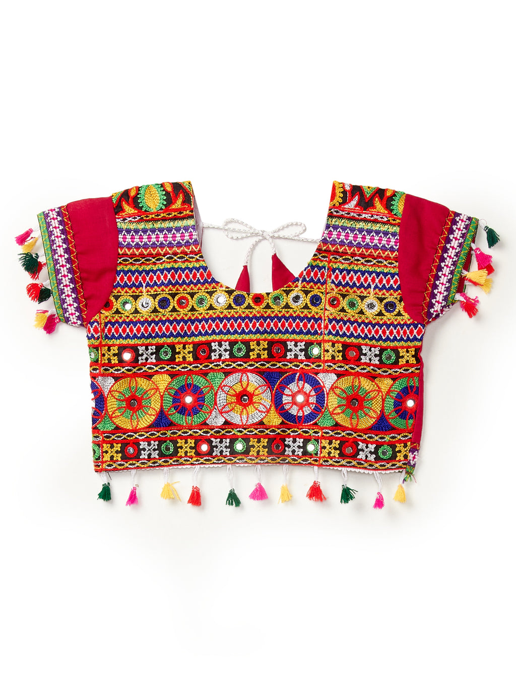Banjara India Kutchi Emboidered Black Girls Lehenga Choli with Dupatta (CC-BTTA) - Red