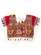 Banjara India Kutchi Emboidered Black Girls Lehenga Choli with Dupatta (CC-BTTA) - Red