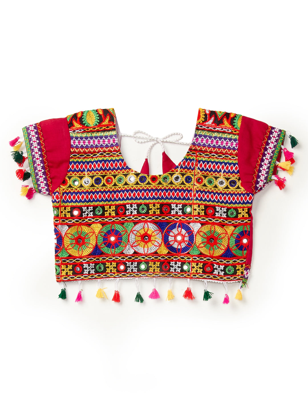 Banjara India Kutchi Emboidered Black Girls Lehenga Choli with Dupatta (CC-BTTA) - Red