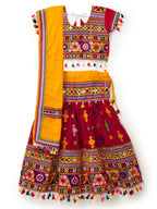 Banjara India Kutchi Emboidered Black Girls Lehenga Choli with Dupatta (CC-BTTA) - Red
