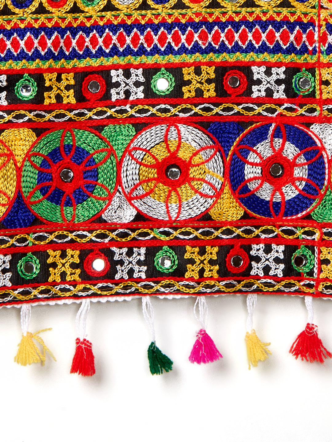 Banjara India Kutchi Emboidered Black Girls Lehenga Choli with Dupatta (CC-BTTA) - Red