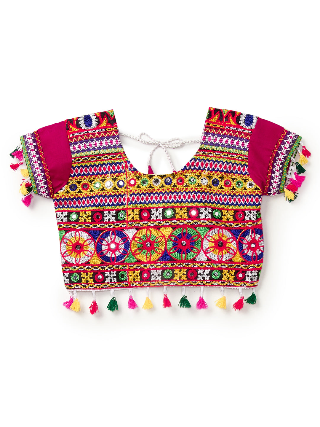 Banjara India Kutchi Emboidered White Girls Lehenga Choli with Dupatta (CC-BTTA) - White