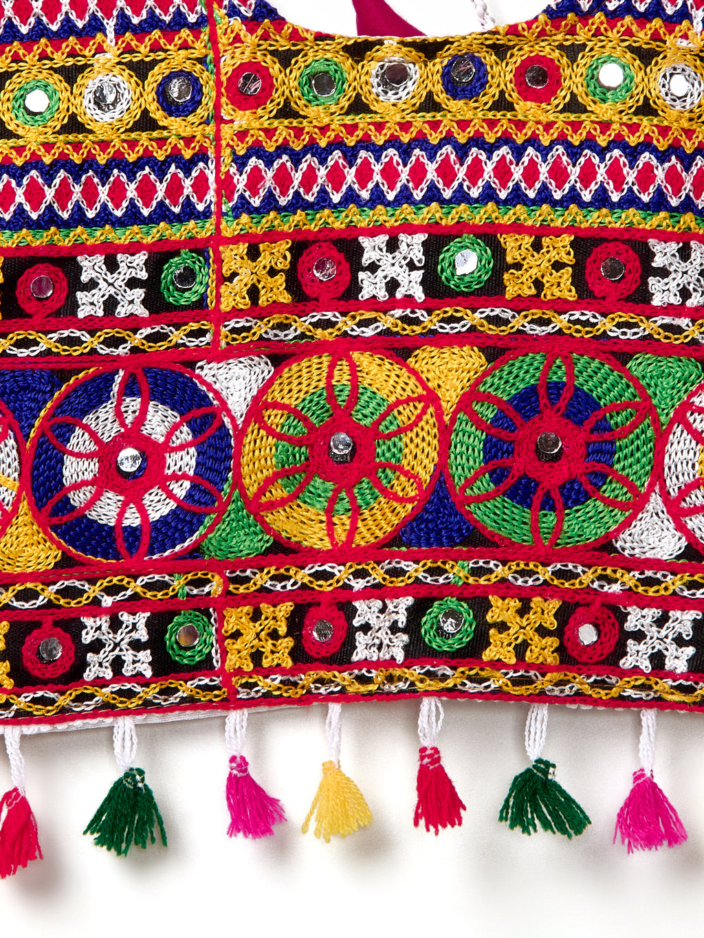 Banjara India Kutchi Emboidered White Girls Lehenga Choli with Dupatta (CC-BTTA) - White